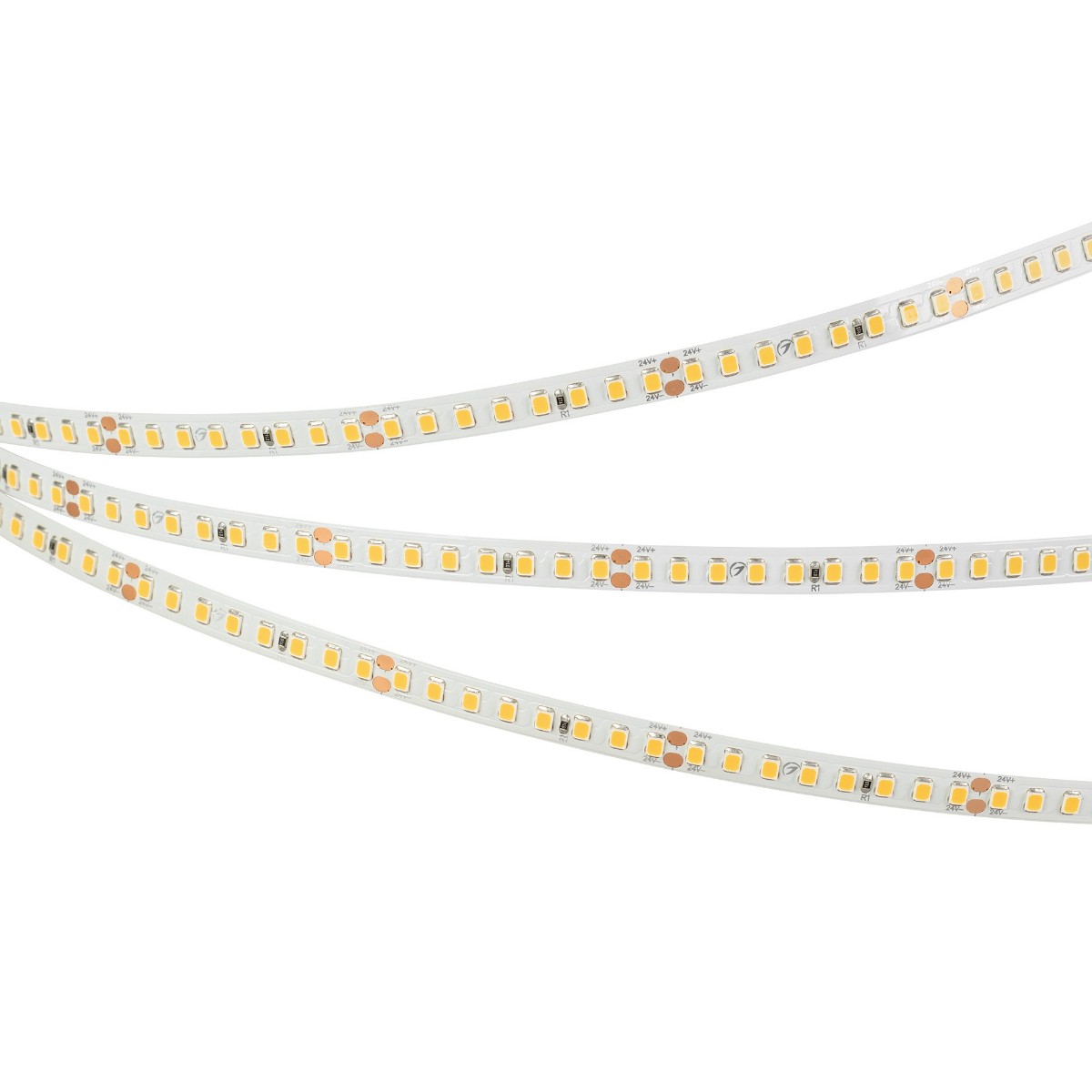 Светодиодная лента Arlight 12W/m 160LED/m 2835 Warm3000 8mm 24V 5M IP20 040011