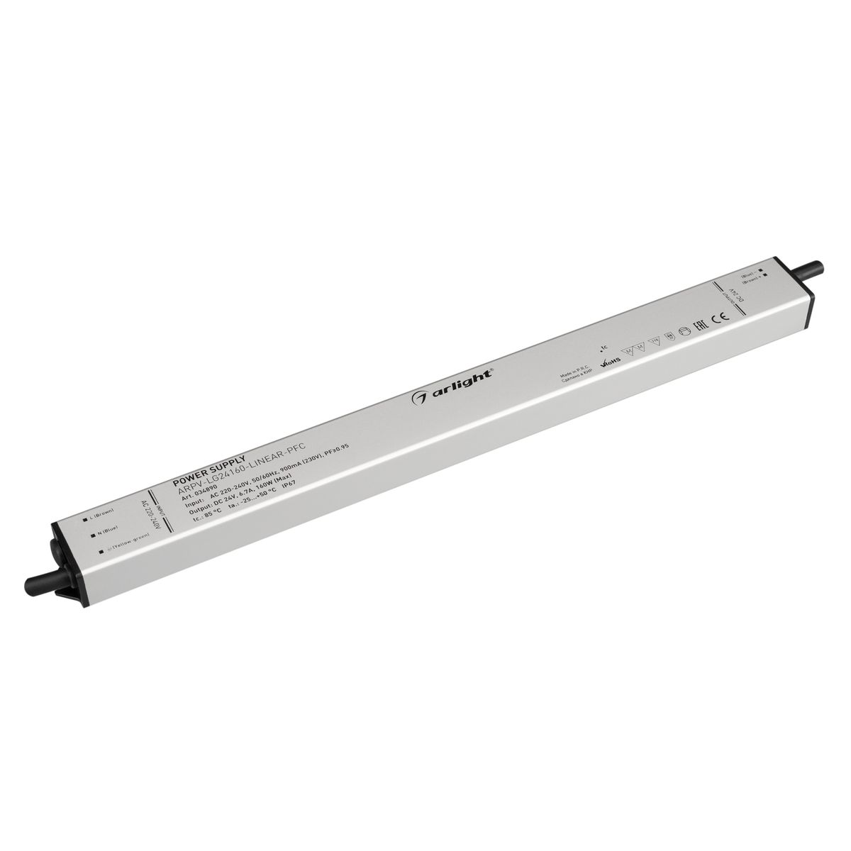 Блок питания Arlight ARPV-LG24160-LINEAR-PFC (24V, 6.7A, 160W) (IP67 Металл, 5 лет) 034890
