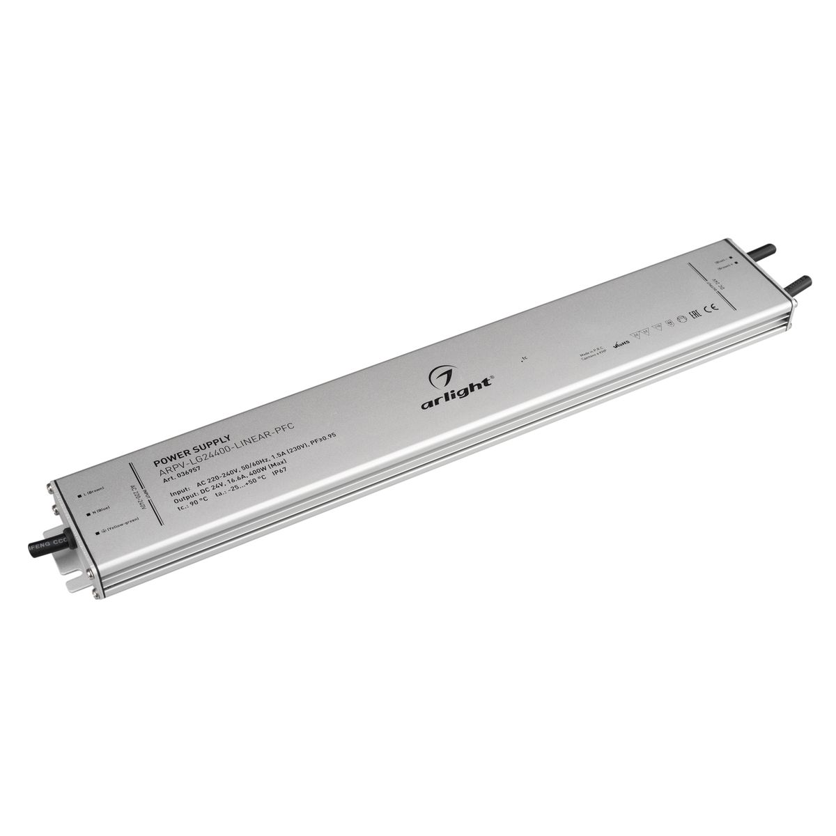 Блок питания Arlight ARPV-LG24400-LINEAR-PFC (24V, 16.6A, 400W) (IP67 Металл, 5 лет) 036957