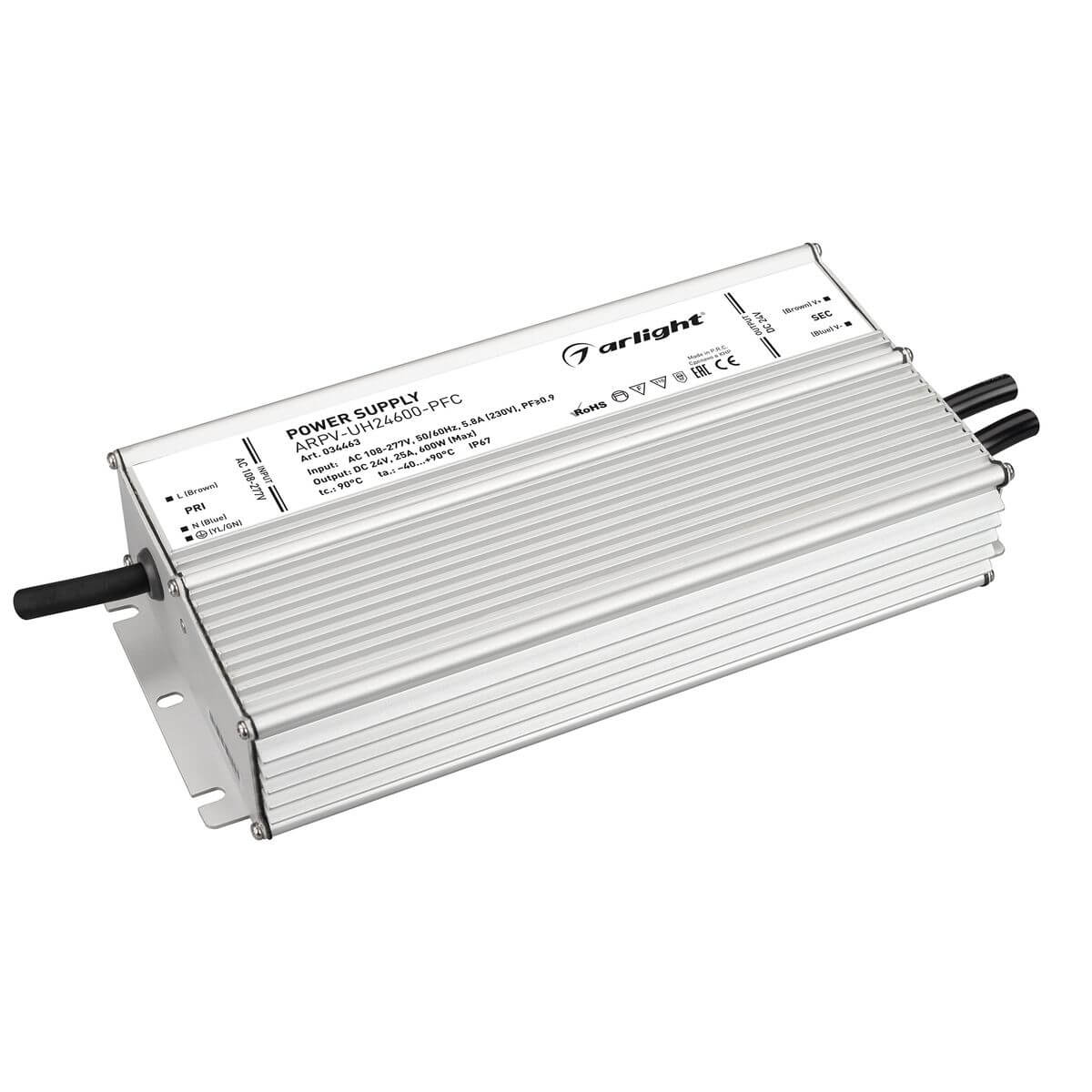 Блок питания Arlight ARPV-UH24600-PFC (24V, 25A, 600W) (IP67 Металл, 7 лет) 034463