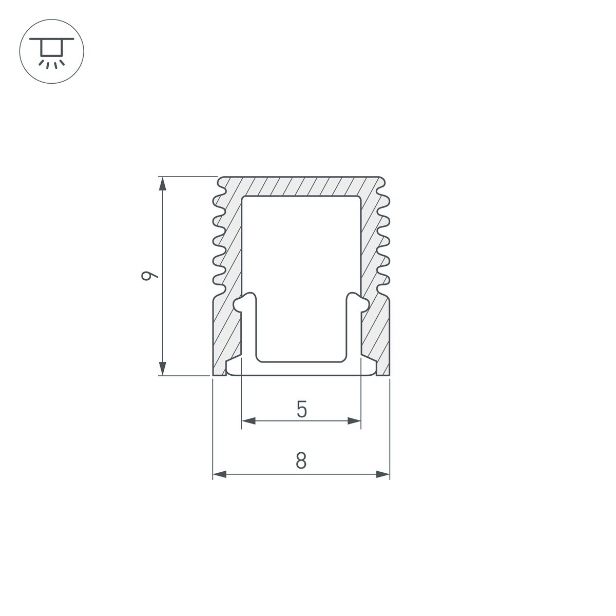 Профиль с экраном Arlight SL-MINI-8-2000 ANOD+OPAL (Алюминий) 036832