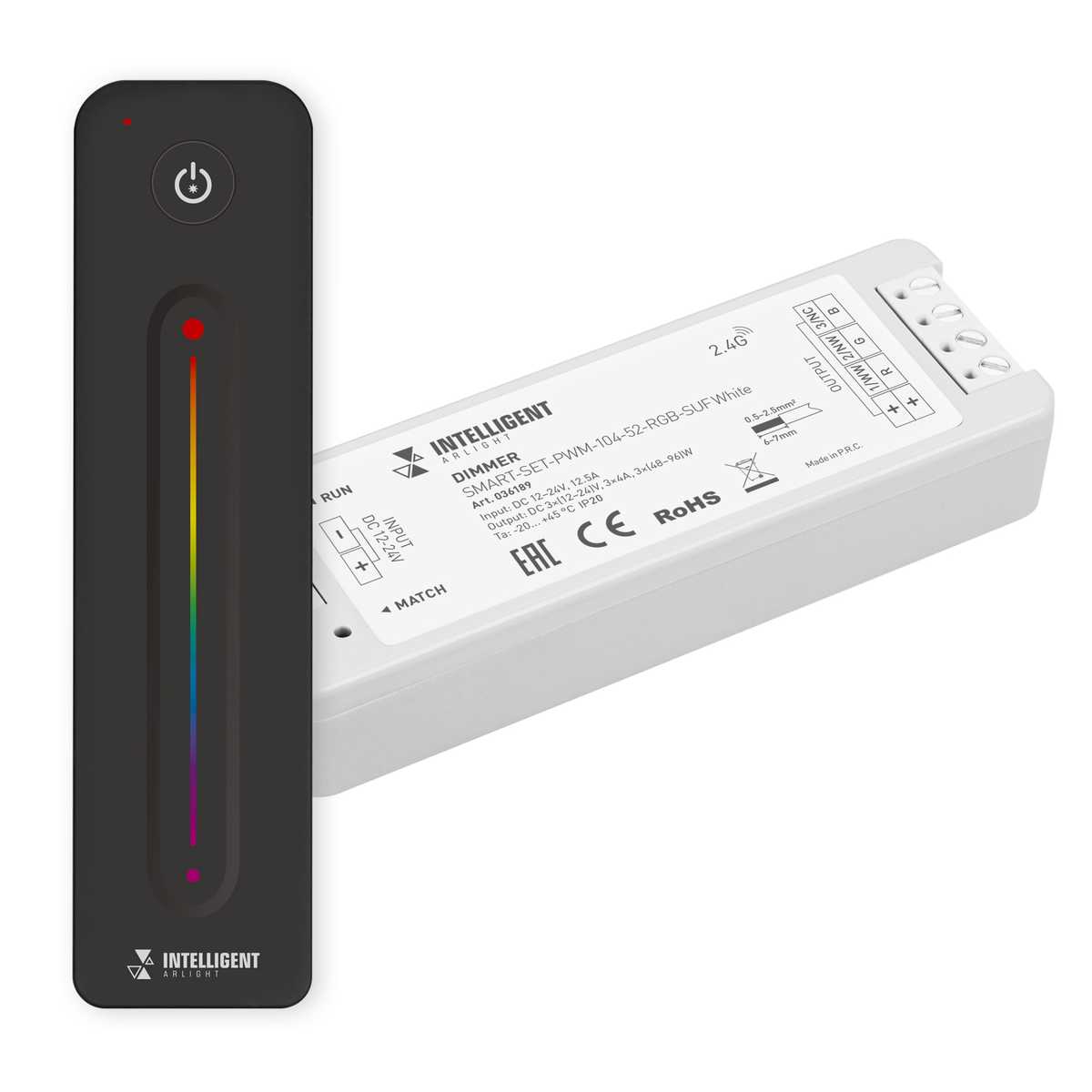 Диммер Arlight SMART-SET-PWM-104-52-RGB-SUF White (12-24V, 3x4A, ПДУ LINE, 2.4G) (IP20 Пластик, 5 лет) 036189