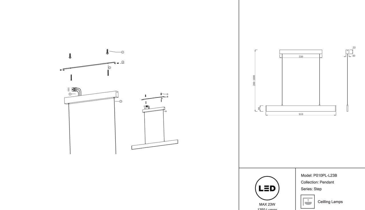 Подвесной светильник Maytoni Step P010PL-L23B