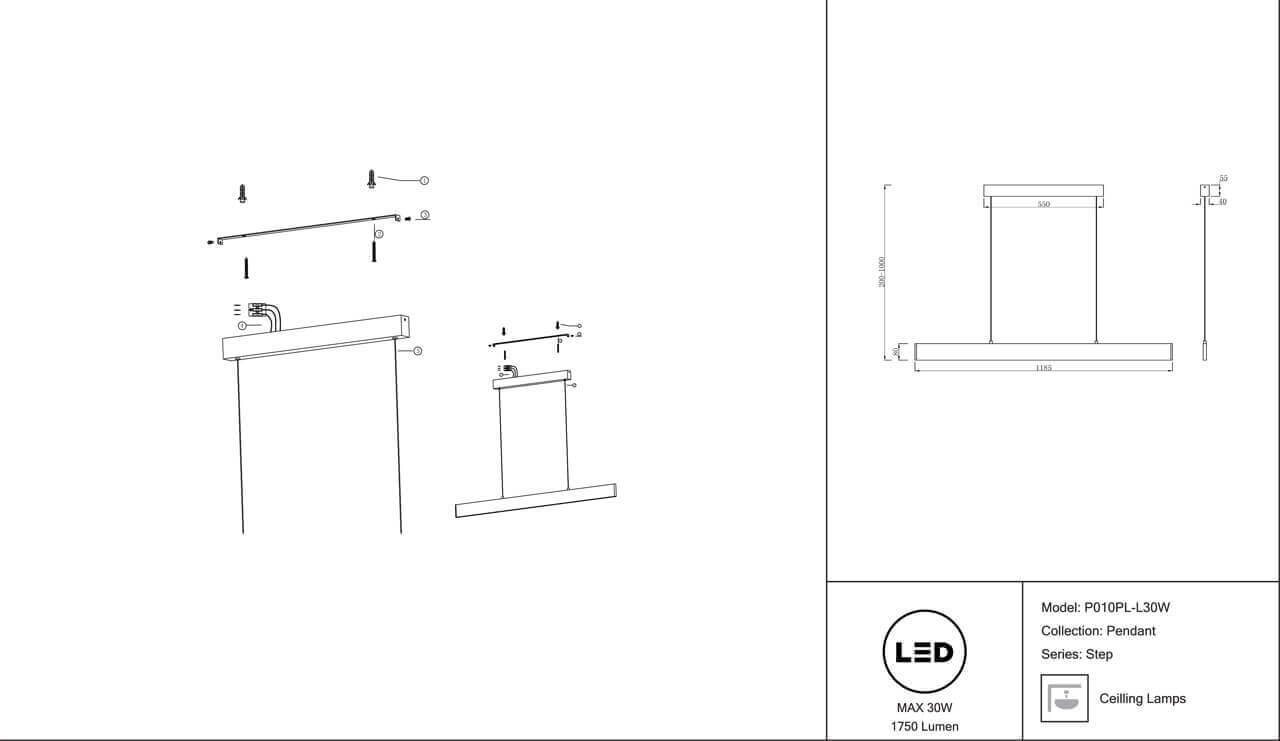 Подвесной светильник Maytoni Step P010PL-L30W