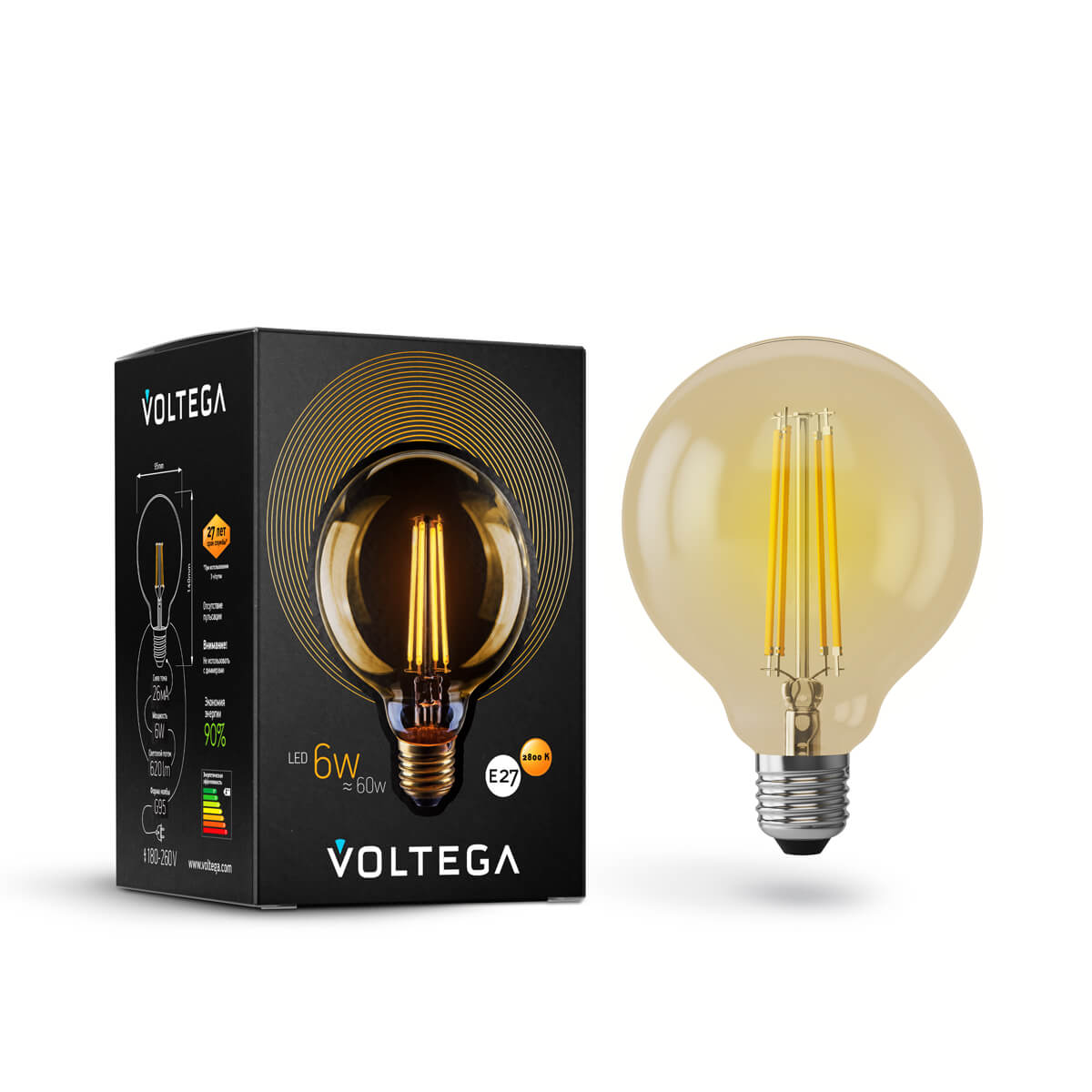 Светодиодная лампа Voltega Loft Led G95 6W 2800K E27 7084