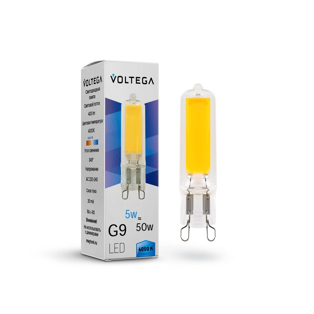 Светодиодная лампа Voltega Simple Capsule 5W 4000K G9 прозрачная 7182