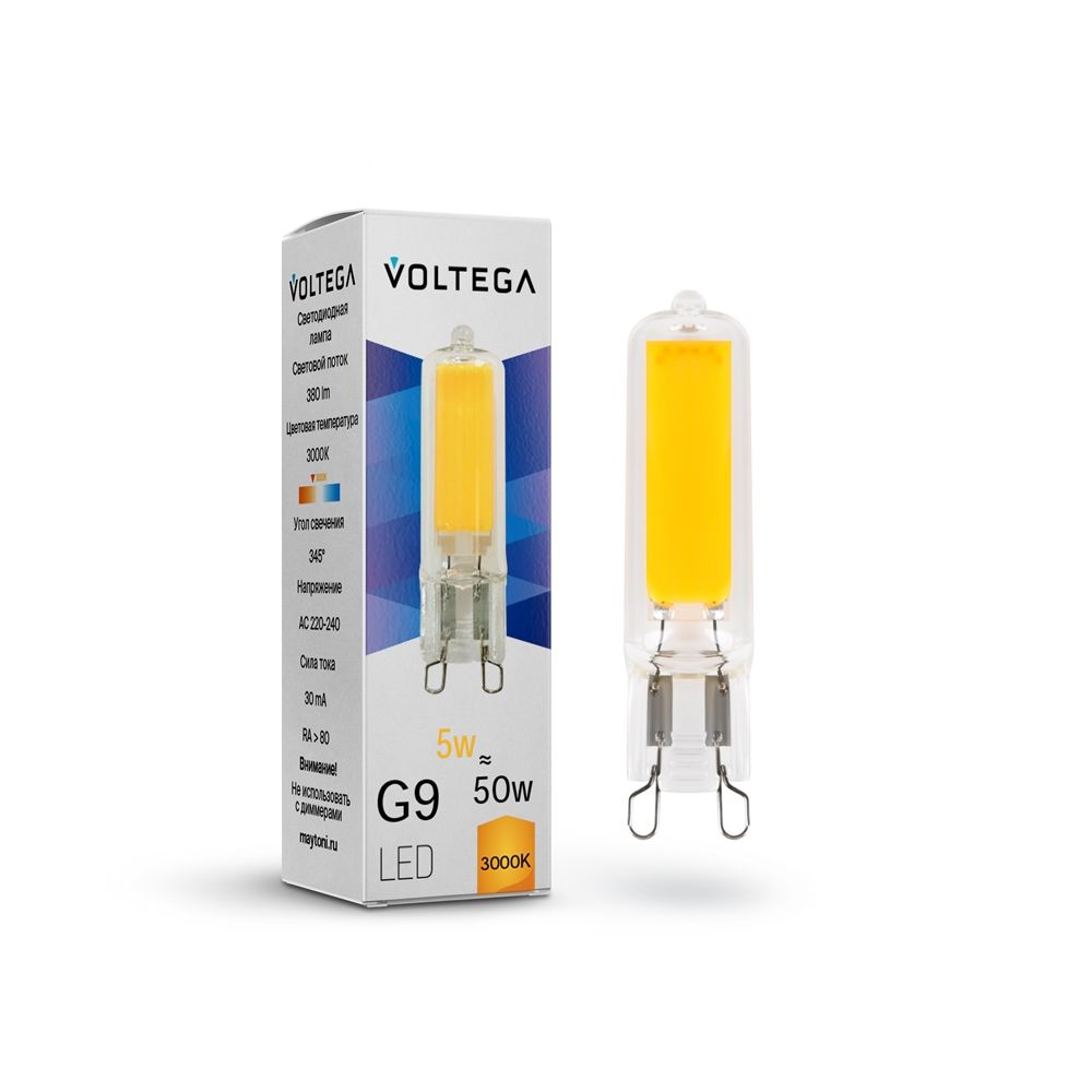 Светодиодная лампа Voltega Simple Capsule 5W 3000K G9 прозрачная 7181