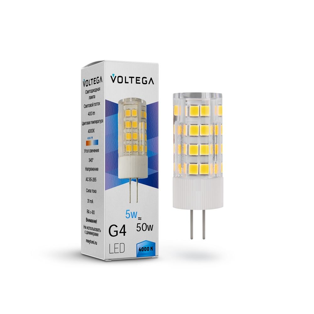 Светодиодная лампа Voltega Simple Capsule 5W 4000K G4 прозрачная 7184