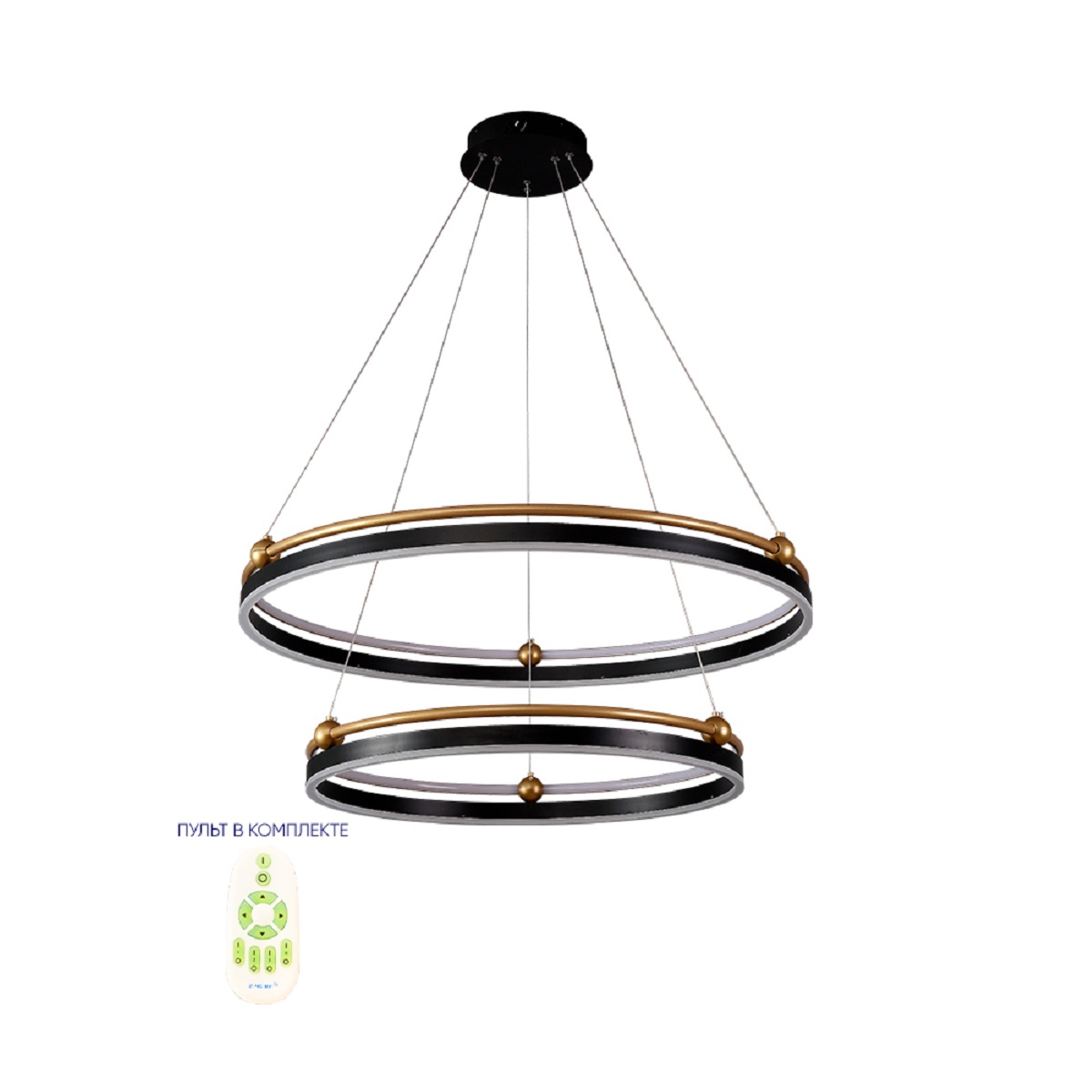 Подвесная люстра Crystal Lux FERNANDO SP123W LED D600+800 BLACK/GOLD
