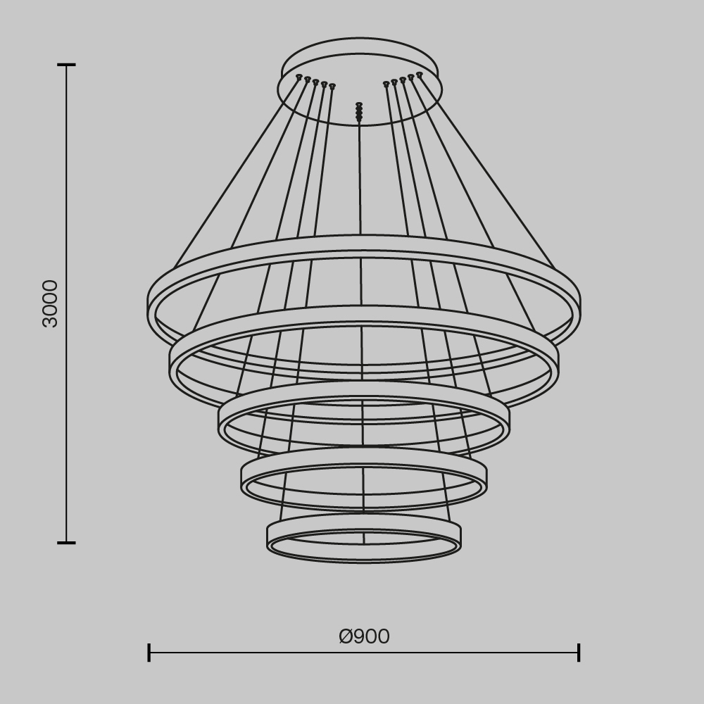 Подвесная светодиодная люстра Maytoni Rim MOD058PL-L200BK