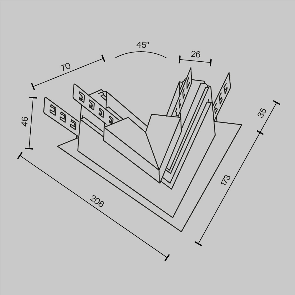 Угол-соединитель 45 встраиваемый под ГКЛ 12,5мм Maytoni Exility TRA034CLS-42.12B
