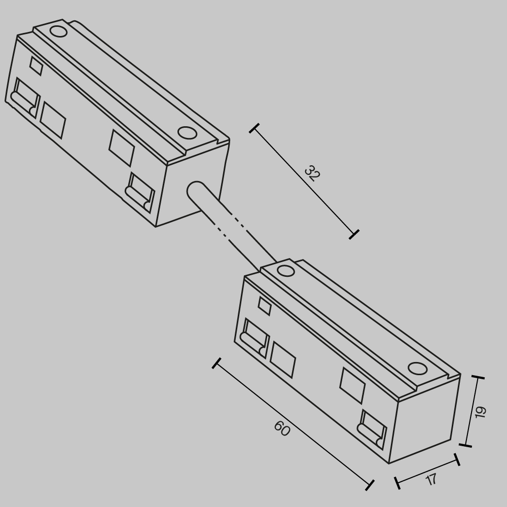 Коннектор питания прямой гибкий 5см Maytoni Exility TRA034CPC-42W-5-1