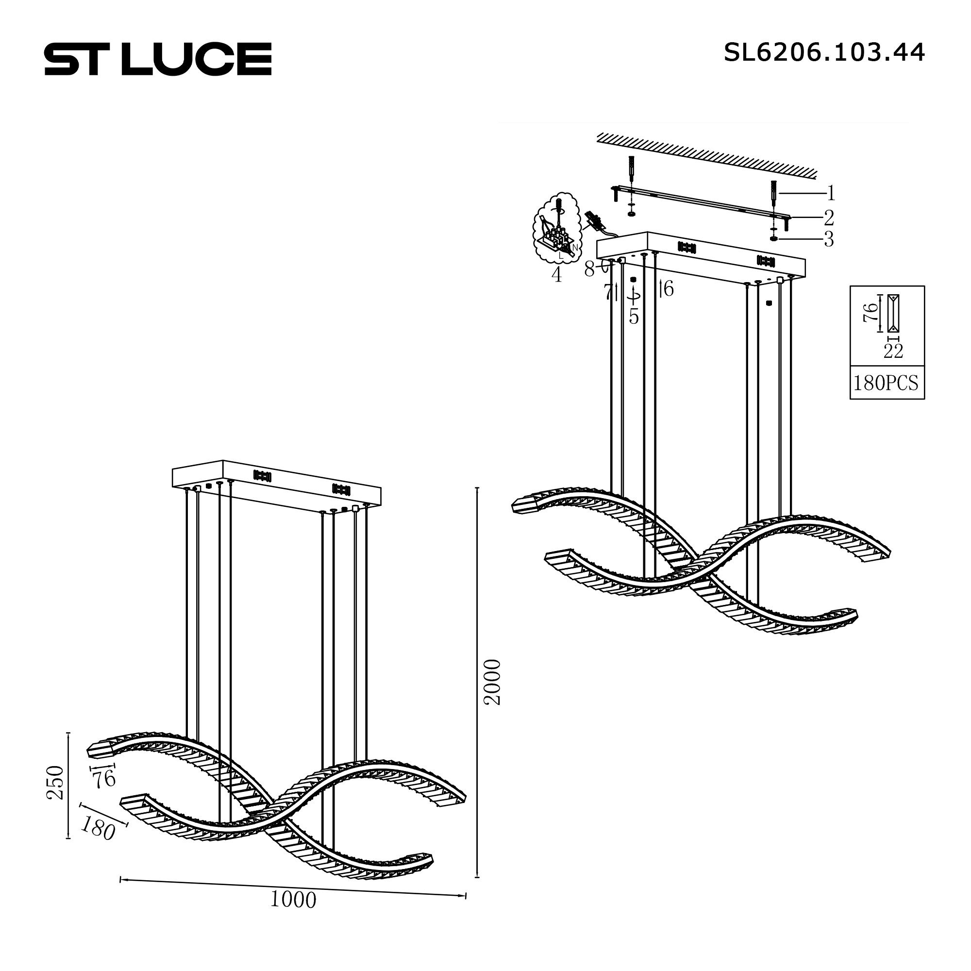 Подвесной светильник ST Luce Aceno SL6206.103.44