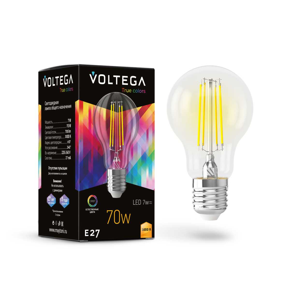 Лампочка Voltega General purpose bulb E27 7W High CRI 7217