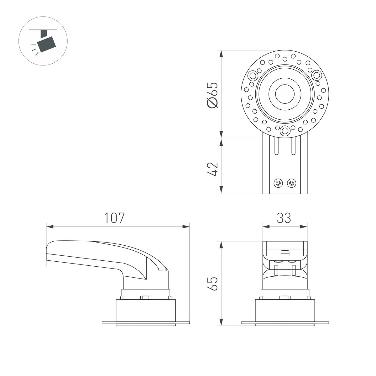 Встраиваемый светодиодный светильник Arlight MS-Rialto-Trimless-R40-9W Warm3000 044683