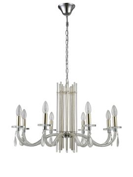 Подвесная люстра Crystal Lux AURELIO SP8 GOLD+CHROME/TRANSPARENT