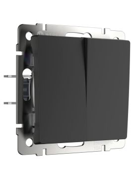 Выключатель Werkel двухклавишный проходной черный матовый W1122008 4690389156724