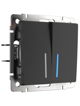 Выключатель Werkel двухклавишный с подсветкой черный матовый W1120108 4690389156717