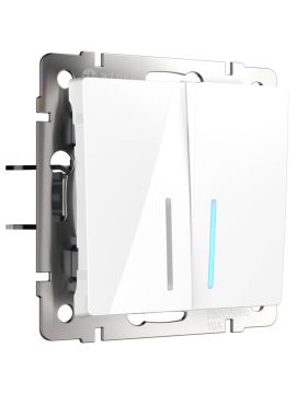 Выключатель двухклавишный с подсветкой Werkel белый W1120101 4690389155208