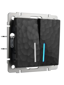 Выключатель Werkel Hammer двухклавишный проходной с подсветкой черный W1222108 4690389162640