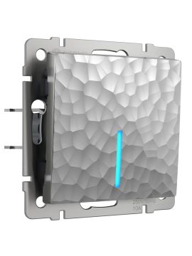 Выключатель Werkel Hammer одноклавишный проходной с подсветкой серебряный W1212106 4690389162114