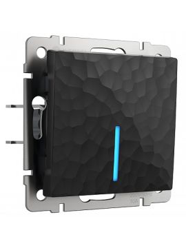 Выключатель Werkel Hammer одноклавишный проходной с подсветкой черный W1212108 4690389162145