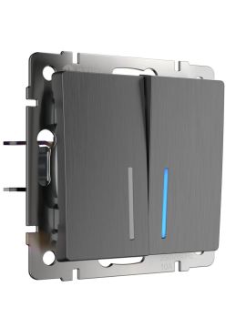 Выключатель двухклавишный проходной с подсветкой Werkel графит рифленый W1122104 4690389158490