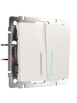 Выключатель двухклавишный с подсветкой Werkel перламутровый рифленый W1120113 4690389160905