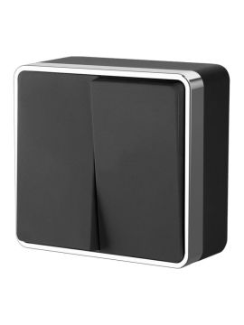 Выключатель двухклавишный Werkel Gallant черный/хром W5020035 4690389164163