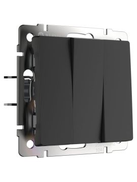 Выключатель трехклавишный Werkel черный матовый W1130008 4690389156755