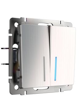 Выключатель двухклавишный проходной с подсветкой Werkel глянцевый никель W1122102 4690389157912