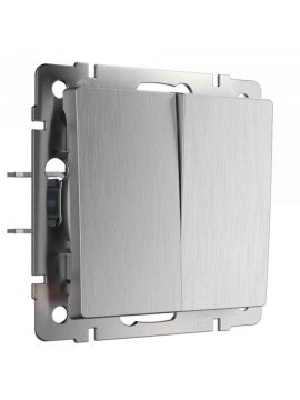 Выключатель двухклавишный проходной Werkel (cеребряный рифленый) W1122009 4690389159626