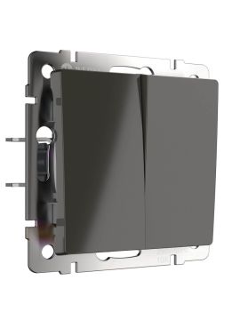 Выключатель Werkel двухклавишный проходной серо-коричневый WL07-SW-2G-2W 4690389086694