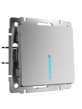 Выключатель одноклавишный проходной с подсветкой Werkel cеребряный рифленый W1112109 4690389158919