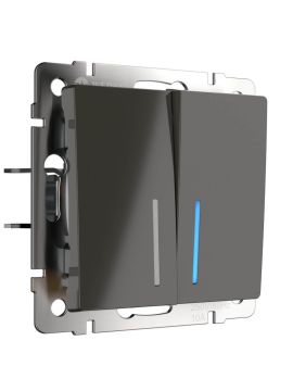 Выключатель двухклавишный с подсветкой Werkel серо-коричневый W1120107 4690389161230