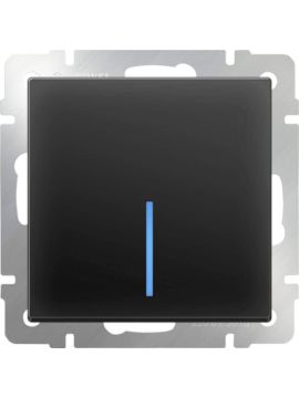 Выключатель одноклавишный с подсветкой Werkel серо-коричневый WL07-SW-1G-LED 4690389086670