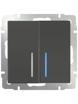 Выключатель двухклавишный с подсветкой Werkel серо-коричневый WL07-SW-2G-LED 4690389086717