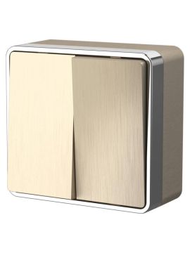 Выключатель двухклавишный Werkel Gallant шампань рифленый WL15-03-01 4690389129667