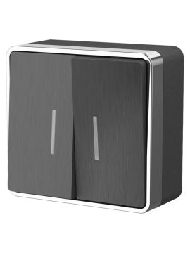 Выключатель двухклавишный с подсветкой Werkel Gallant графит рифленый WL15-03-03 4690389128288