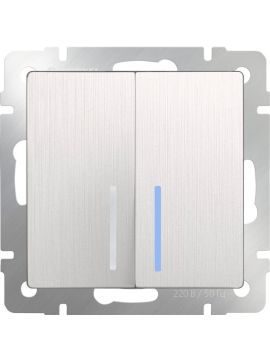 Выключатель Werkel двухклавишный проходной с подсветкой WL13-SW-2G-2W-LED 4690389124433