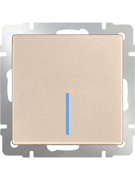 Выключатель Werkel одноклавишный с подсветкой шампань WL11-SW-1G-LED 4690389124624