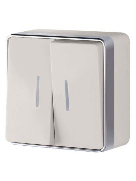 Выключатель Werkel двухклавишный с подсветкой Gallant слоновая кость WL15-03-03 4690389102202