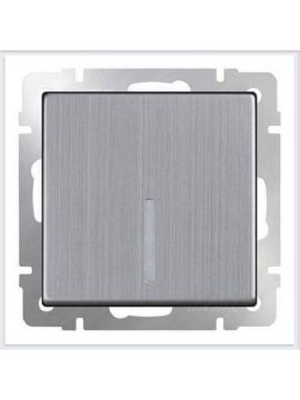 Выключатель Werkel одноклавишный проходной с подсветкой глянцевый никель WL02-SW-1G-2W-LED 4690389059209