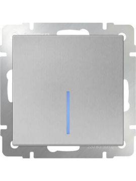 Выключатель Werkel одноклавишный с подсветкой серебряный WL06-SW-1G-LED 4690389053856