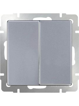Выключатель Werkel двухклавишный проходной серебряный WL06-SW-2G-2W 4690389053849