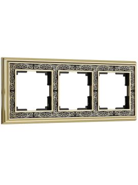Рамка на 3 поста золото/черный Werkel W0031430 4690389159411
