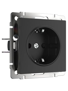 Розетка Werkel с заземлением и шторками черный матовый W1171108 4690389156885