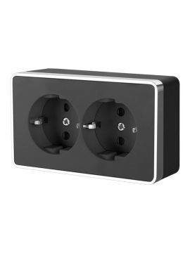 Розетка двойная с заземлением Werkel Gallant черный/хром W5072135 4690389164705
