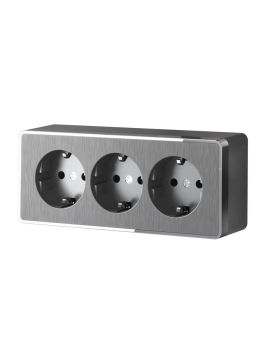 Розетка тройная с/з со шторками Werkel Gallant графит рифленый W5073104 4690389163852