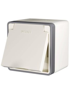 Розетка влагозащищенная с заземлением с защитной крышкой и шторками Werkel Gallant слоновая кость W5071203 4690389164590